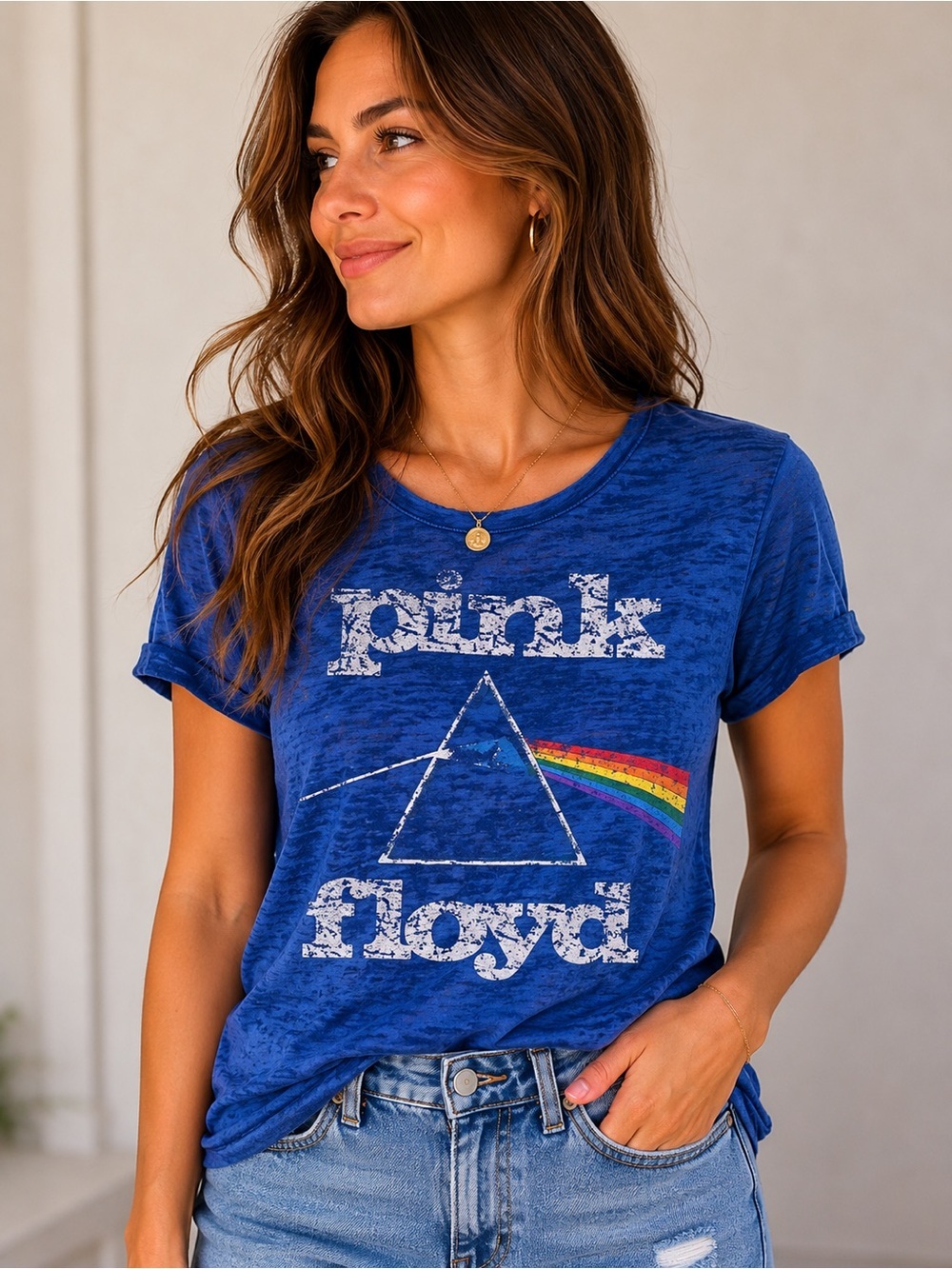 Pink Floyd Short Sleeve T-Shirt The Dark Side of the Moon Prism Pyramid Rainbow